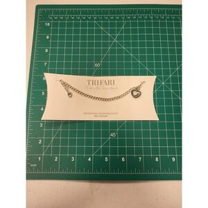 Trifari Charm Bracelet Birthstone May Emerald Heart Silver Tone Jewelry Gift